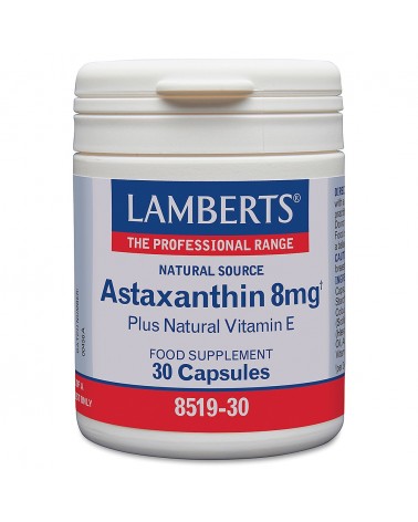 Astaxantina 8 Mg Com Vitamina E 30 Comprimidos Lamberts