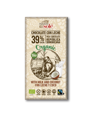 Chocolate De Leite Com Coco Bio 100 Grs Solé
