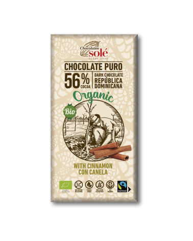 Chocolate Negro 56% Com Canela Bio 100 Grs Solé