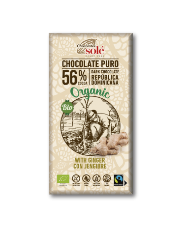 Chocolate Negro 56% Com Gengibre Bio 100 Grs Solé
