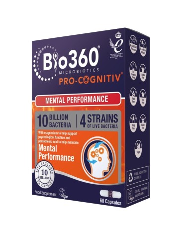 Pro-Cognitiv (10 Bilhões De Bactérias) Com Magnésio, Ácido Fólico & Vitaminas Do Complexo B 60 Cápsulas Vegetais Natures Aid