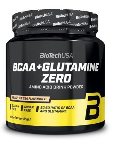 BCAA + GLUTAMINA ZERO 480g PEACH ICE TEA BiotechUSA
