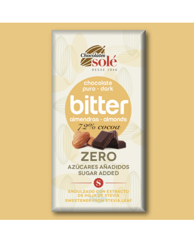 Bitter chocolate negro com amêndoas e stevia