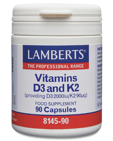 Vitamina D3 (2000 UI) + K2 90 Cápsulas Lamberts