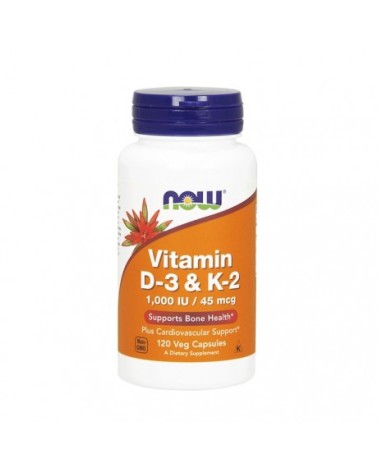 Vit. D-3 1000 U.I. + Vit. K2 (45 Mcg) + Vit. C - 120 Cápsulas Vegetais Now