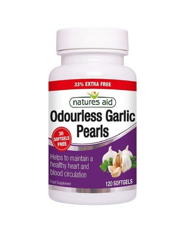 Alho Sem Odor (Odorless Garlic) 120 Softgels Natures Aid