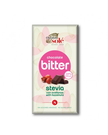 Bitter Chocolate Negro 72% Com Avelã E Stevia 100 Grs Solé