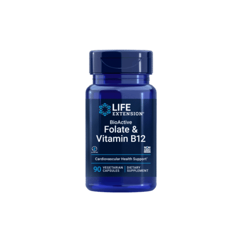 Folate & Vitamin B12 Bioactive 90 Cápsulas Vegetais Life Extension