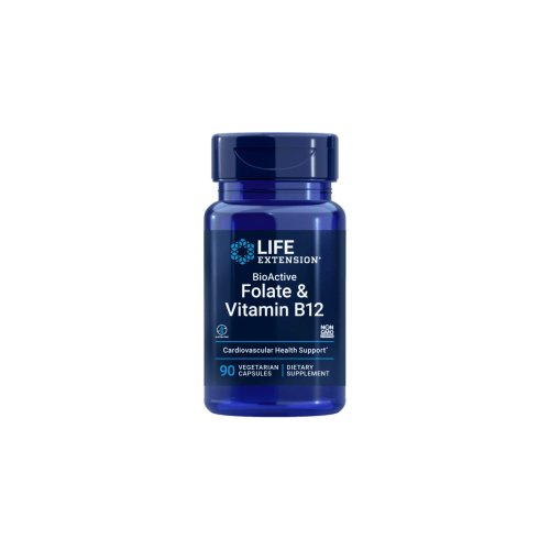 Folate & Vitamin B12 Bioactive 90 Cápsulas Vegetais Life Extension