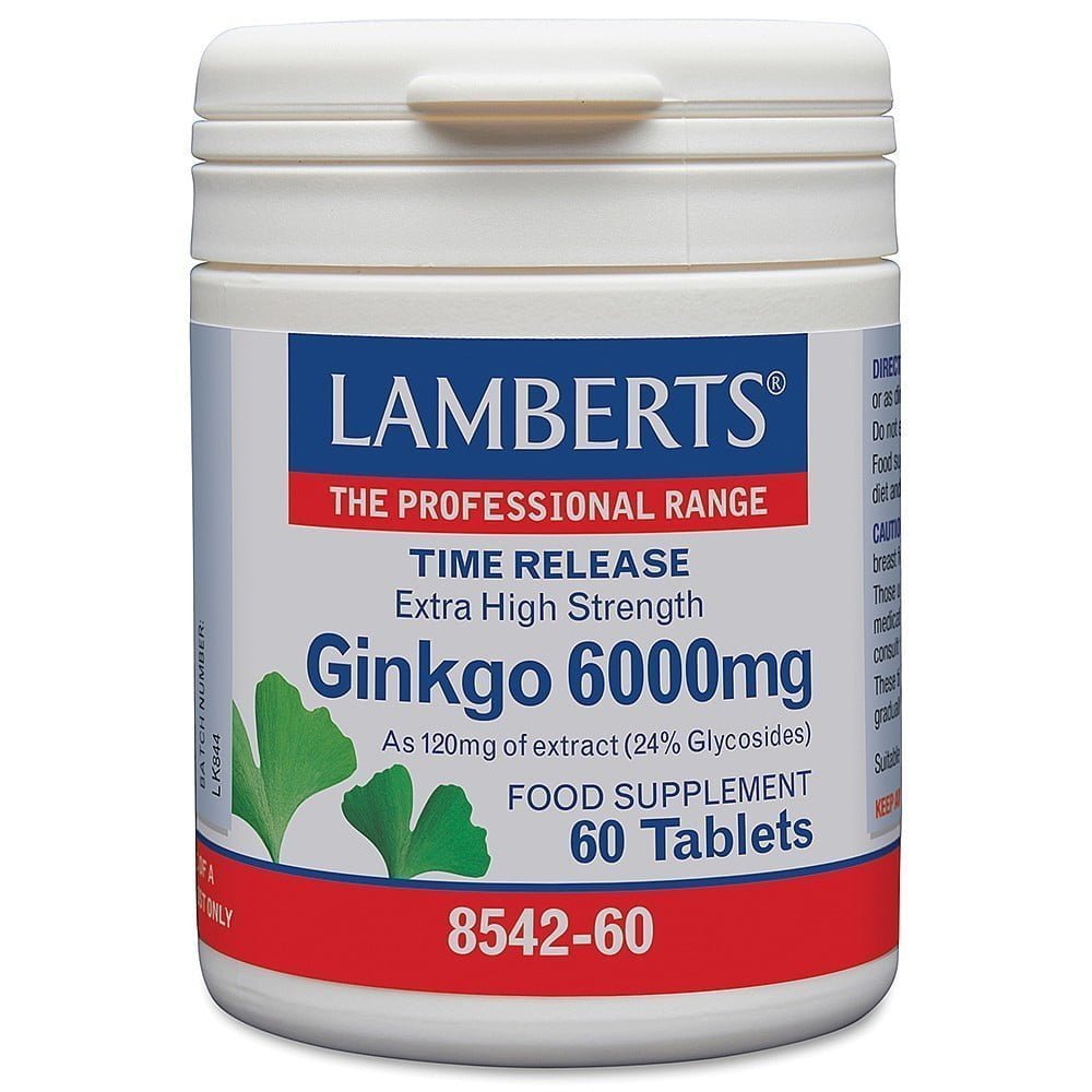 Ginkgo Biloba Extra Alta Potência 6000 Mg. 60 Comprimidos Lamberts