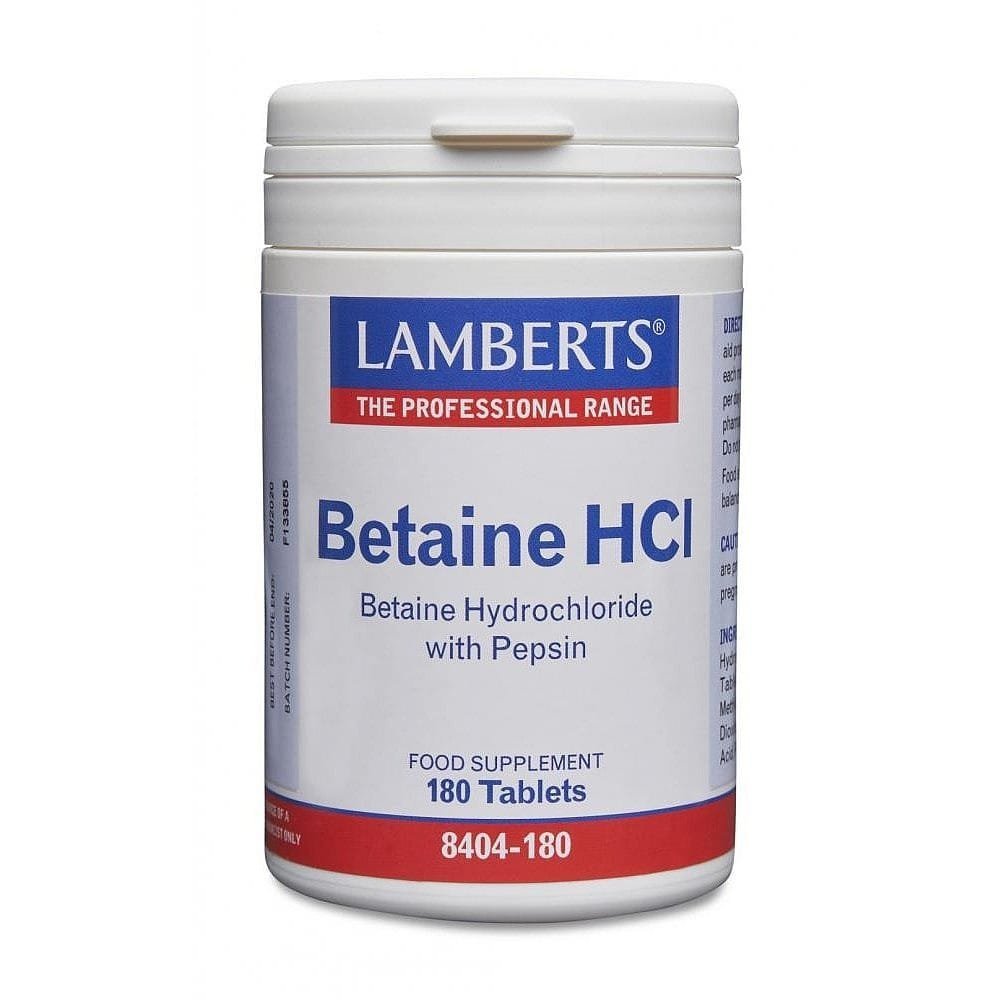 Betaine HCl 324mg /Pepsin 5mg 180 Comprimidos Lamberts