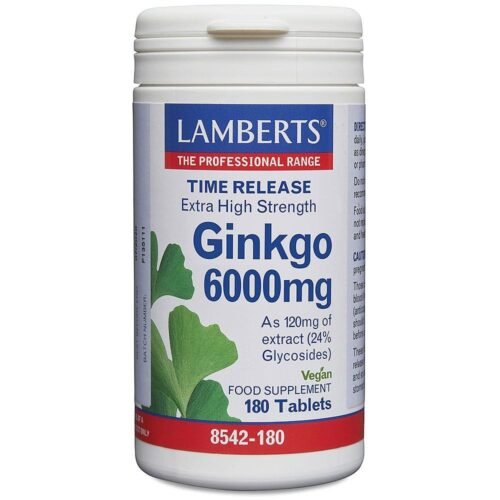 Ginkgo Biloba Extra Alta Potência 6000 Mg. 180 Comprimidos Lamberts