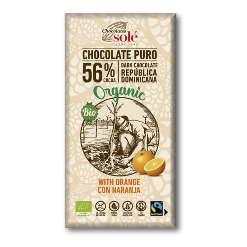 Chocolate Negro 56% Com Laranja Bio 100 Grs Solé