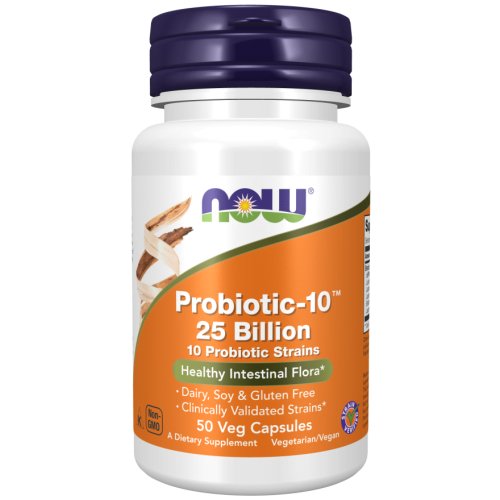 Probiotic-10™ 25 Billion 50 Cápsulas Vegetais Now