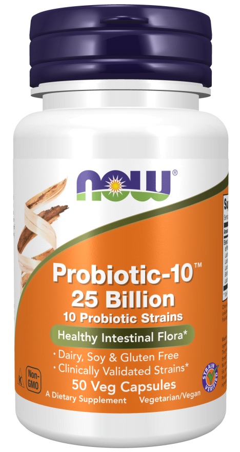 Probiotic-10™ 25 Billion 50 Cápsulas Vegetais Now