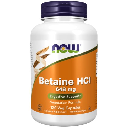 Betaine HCl 648 mg 120 Cápsulas Now