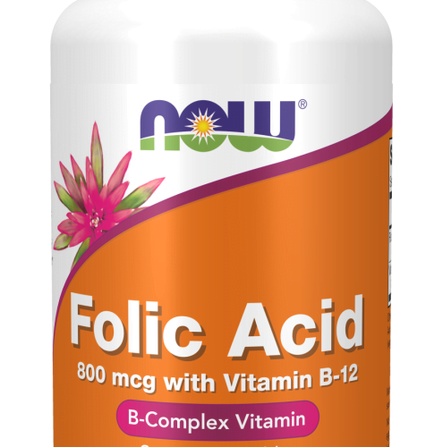 Folic Acid 800 mcg with Vitamin B-12 250 Comprimidos Now