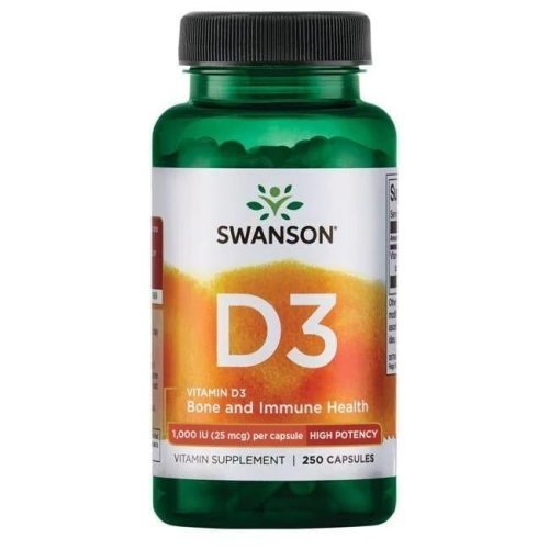Vitamin D3 1000 IU (25 mcg) 250 Cápsulas Swanson