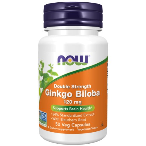 Ginkgo Biloba, Double Strength 120 mg 50 Veg Capsules Now