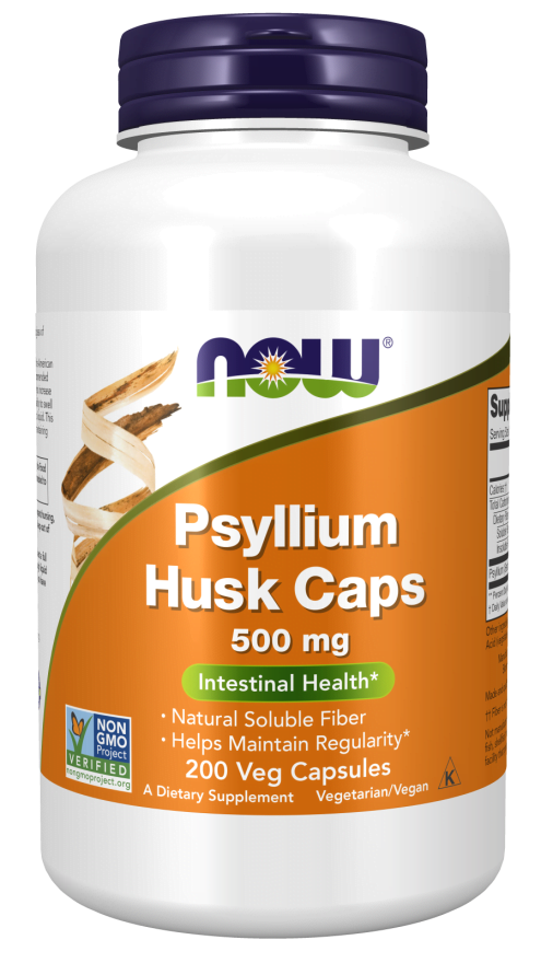 Psyllium Husk Caps 500 mg 200 Veg Capsules Now