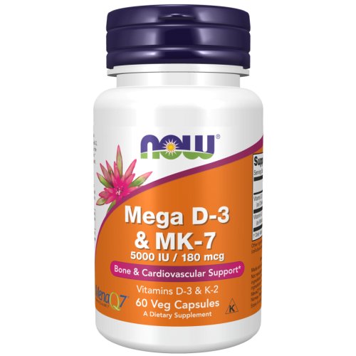 Mega Vitamin D-3 + Vitamin Mk-7 (5000 U.I. / 180 Mcg) 60 Cápsulas Vegetais Now
