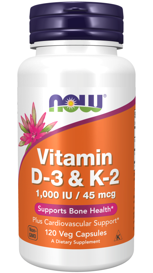 Vitamin D-3 + Vitamin K-2 (1000 U.I. / 45 Mcg) 120 Cápsulas Vegetais Now