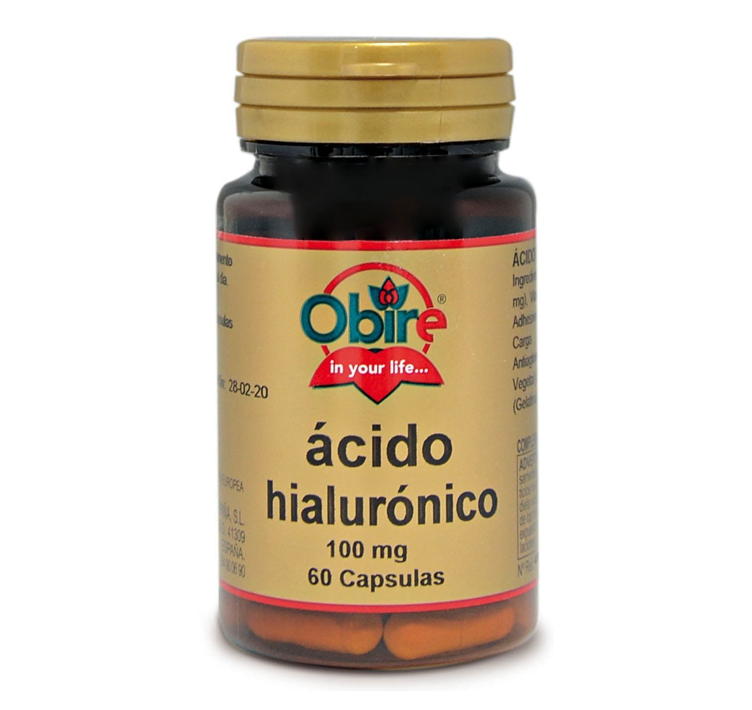 Ácido Hialurónico 100 Mg 60 Cápsulas Obire