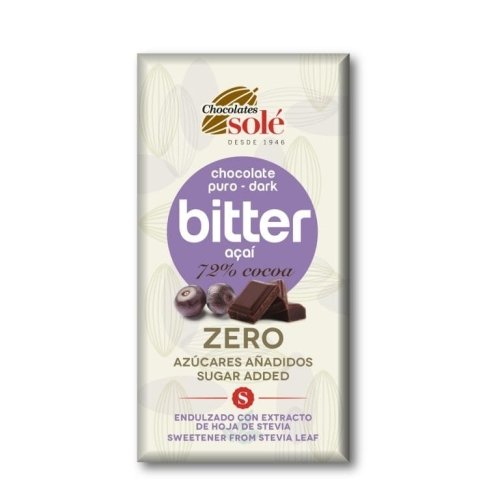 Chocolate Bitter 72% Cacau com Açaí  100 Grs Solé