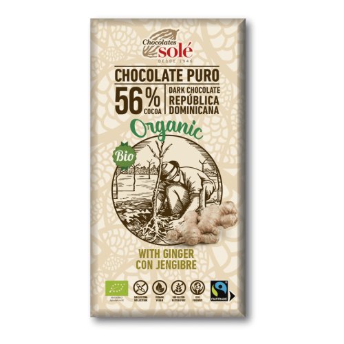 Chocolate Negro 56% Gengibre Bio 100 Grs Solé