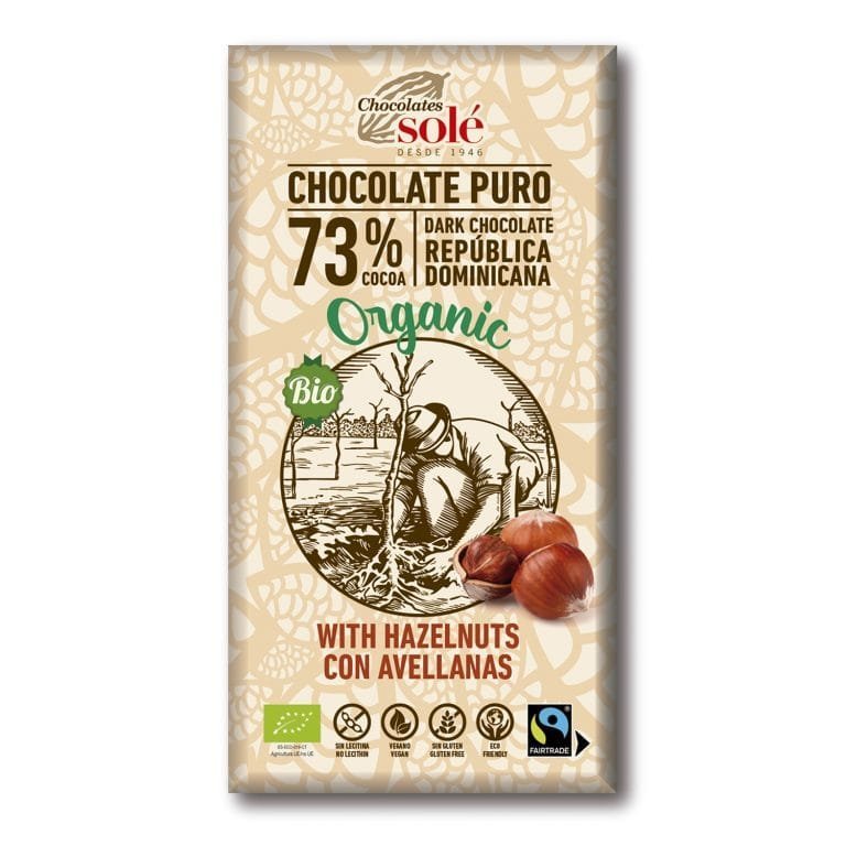 Chocolate Negro 73% Com Avelãs Bio 150 Grs Solé