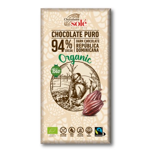 Chocolate Negro 94% Cacau Bio 100 Grs Solé