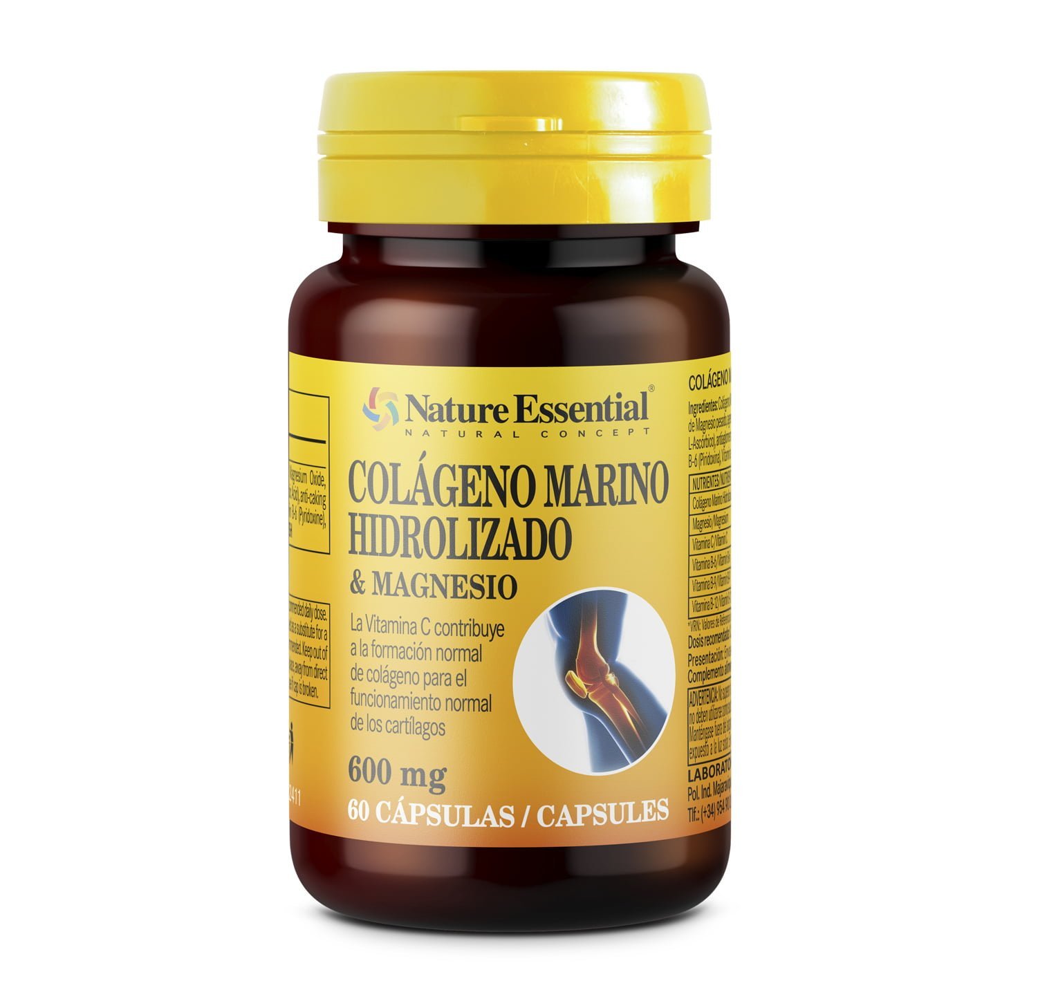 Colagénio Marinho Hidrolisado com Magnésio 600 mg 60 Cápsulas Nature Essential