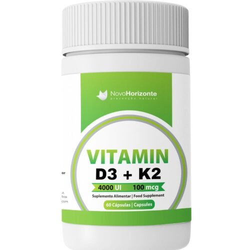 Vitamin D3 (4000ui) + K2 (MK7) (100mcg) 60 Cápsulas Novo Horizonte