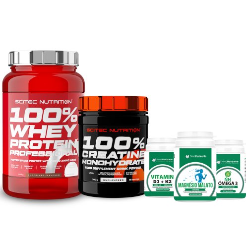 Pack Creatina + Whey + Magnésio Malato + Omega 3 + Vitamina D3K2