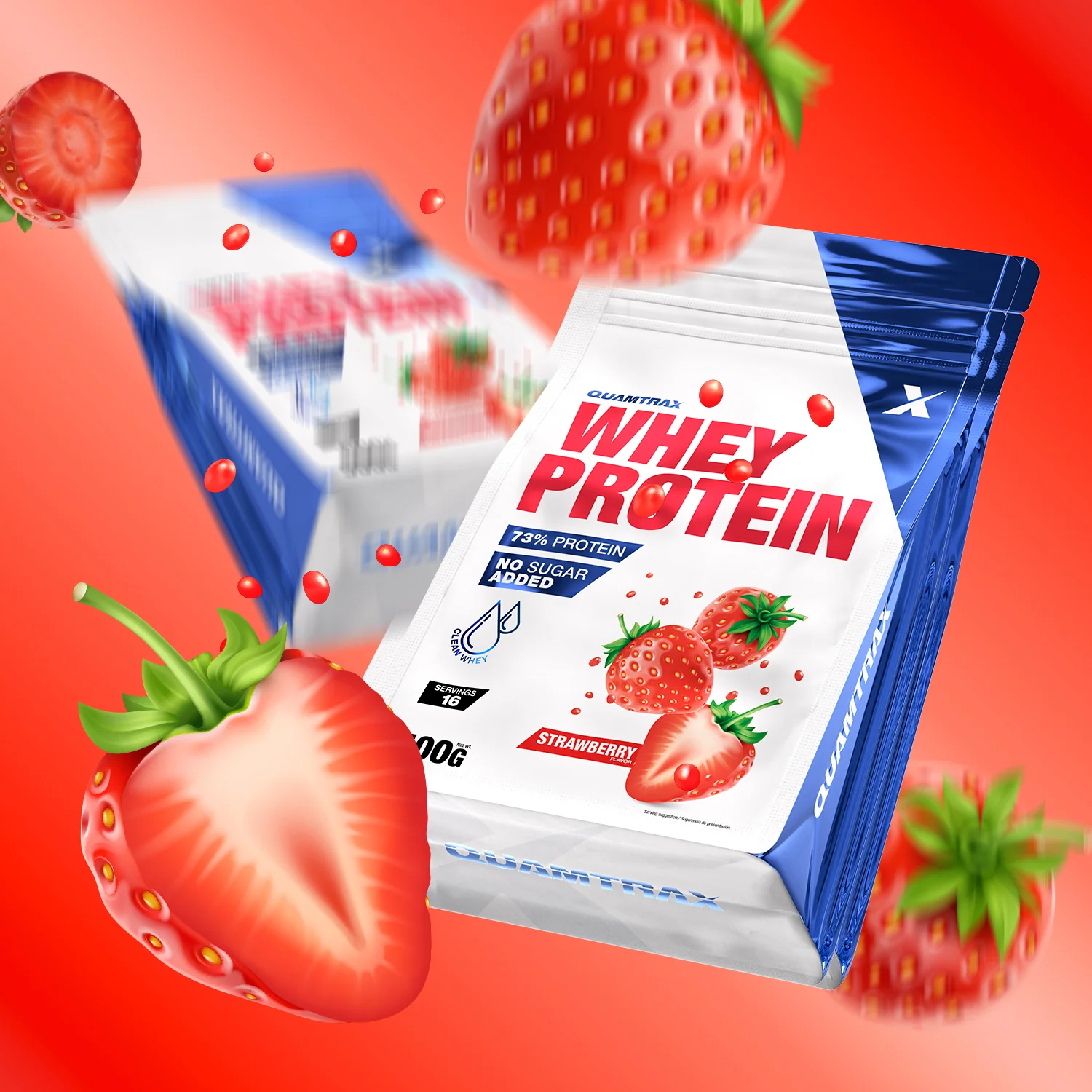 Whey Protein 500g Quamtrax - Morango